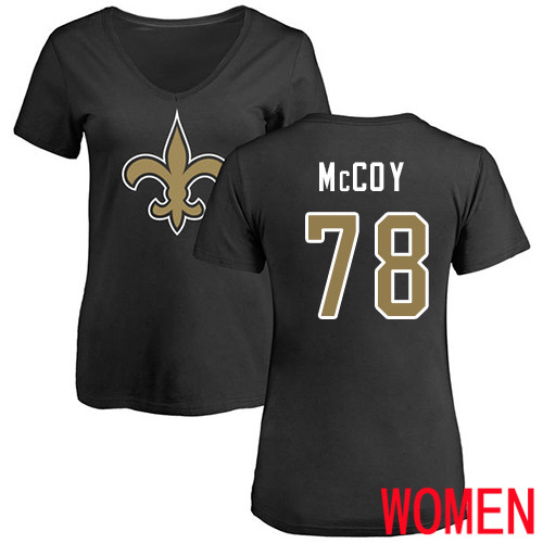 New Orleans Saints Black Women Erik McCoy Name and Number Logo Slim Fit NFL Football #78 T Shirt